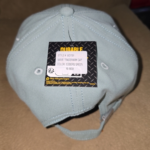 Caterpillar Trademark Baseball Cap Iceberg Green OS NWT - Picture 3 of 10